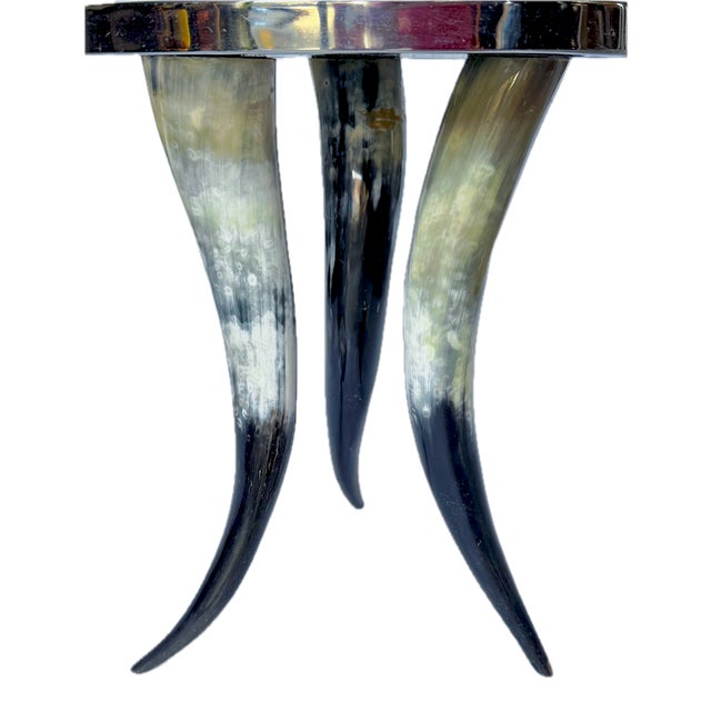 Bone Vintage Chrome and Horn Side Table For Sale - Image 7 of 8