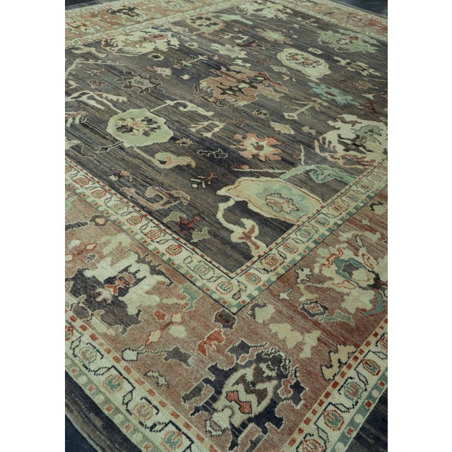 Brown Turkish Oushak Old Wool Rug 12'6" x 14'11" #30143 For Sale - Image 8 of 8