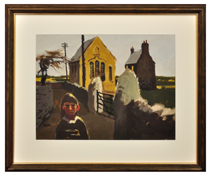 Donald McIntyre, Girl and Chapel, North Wales, 1980s, Oil on Card