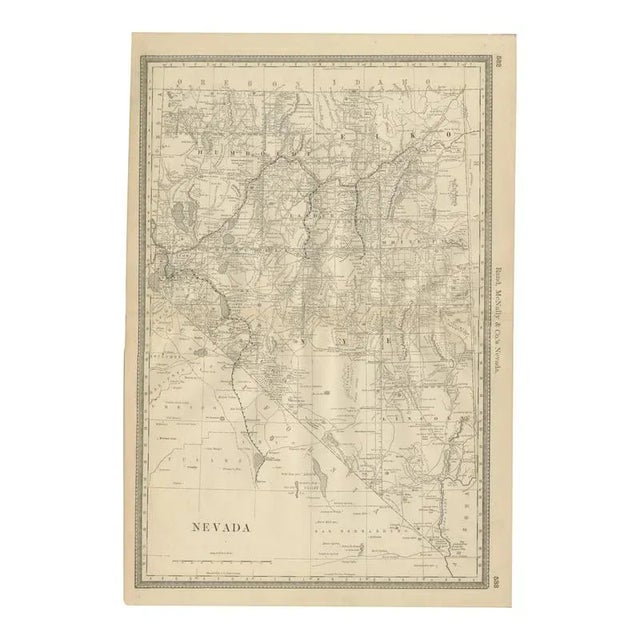 Antique Map of Nevada Railroads with Mining Camps and Counties, 1888 For Sale - Image 10 of 10