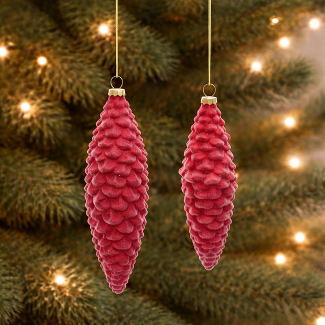 Contemporary Glass Pine Cone Ornaments (Set of 12) For Sale - Image 3 of 6