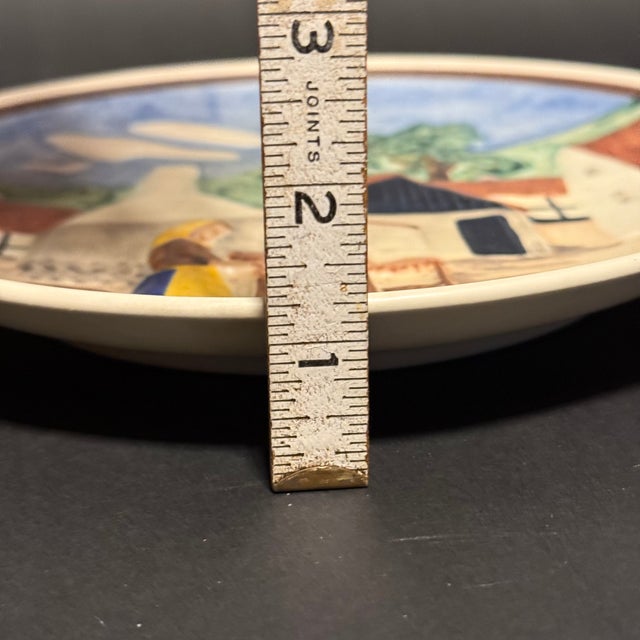 Ceramic Vintage Søholm Bornholm Danish Ceramic Wall Plate – Hand-Painted Folk Art Scene For Sale - Image 7 of 7