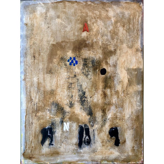 Unknown, French Pop Art Modernist Textured Painting Abstract With Stencilled Letters, c.1980 For Sale - Image 9 of 9