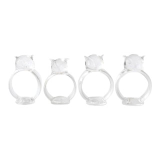 Vintage Owl Blown Glass Napkin Rings - Set of 4 For Sale