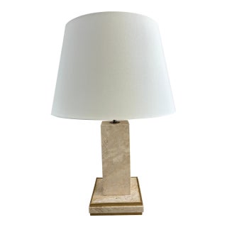Vintage Travertine Lamp, France For Sale