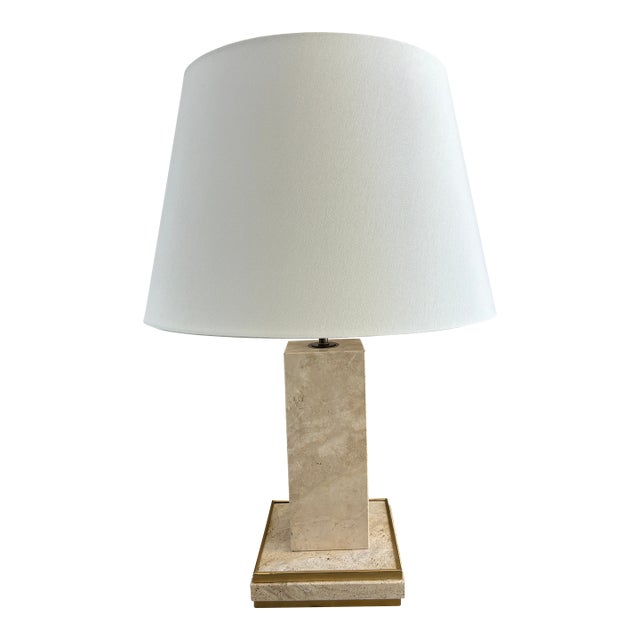 Vintage Travertine Lamp, France For Sale