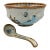 1950s Folk-Art Ken Edwards Palomar Tonala Pottery Hand Painted Punch Bowl W/Ladle For Sale