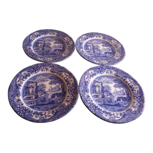 1960s Spode Blue Italian Made in England Plates- Set of 4