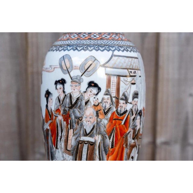 20th Century Chinese Famille Rose Grisaille & Iron Red Porcelain Vase For Sale - Image 10 of 18