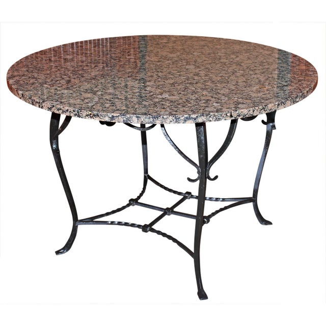 Contemporary Antique Wrought Iron and Granite Dining Table For Sale - Image 3 of 7