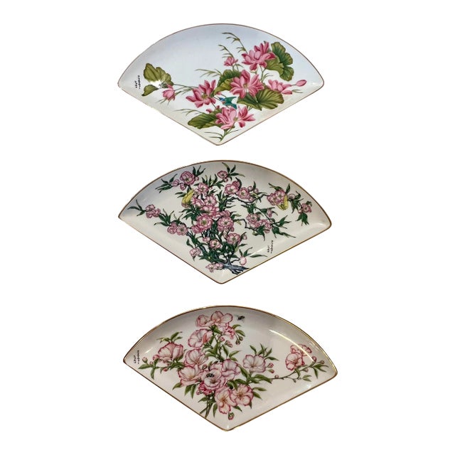Vintage Chinoiserie “Blossoms of the Japanese Year” Set of Three For Sale