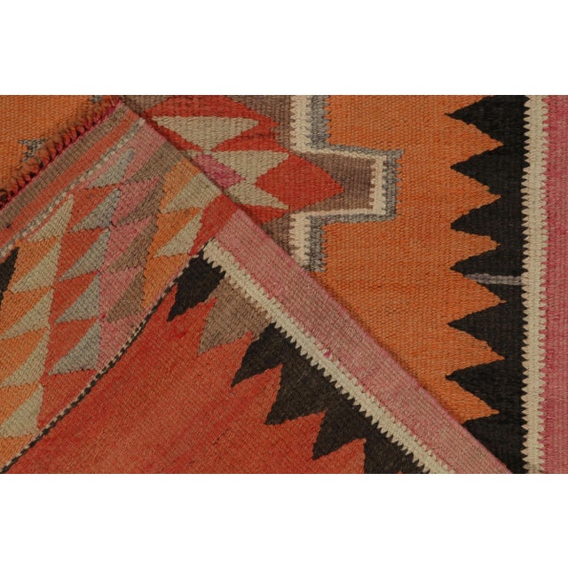 Vintage Kilim Runner in Orange With Red and Beige-Brown Tribal Medallions For Sale In New York - Image 6 of 7
