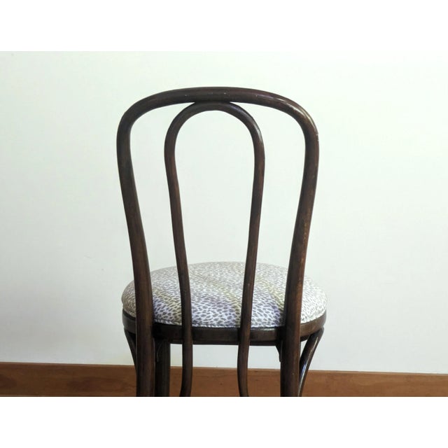 Brown Bentwood Cafe Chair - Animal Print Fabric For Sale - Image 8 of 10