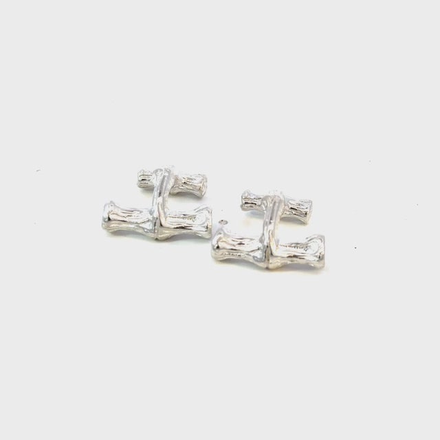 Late 20th Century Tiffany & Co Bamboo Cufflinks Sterling Silver 10 Grams Estate For Sale - Image 5 of 12