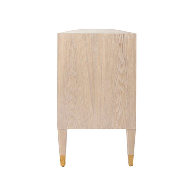 2020s Matthew Izzo Home Amherst Cerused Oak Three Drawer, Two Door Buffet With Brass Hardware For Sale - Image 5 of 6