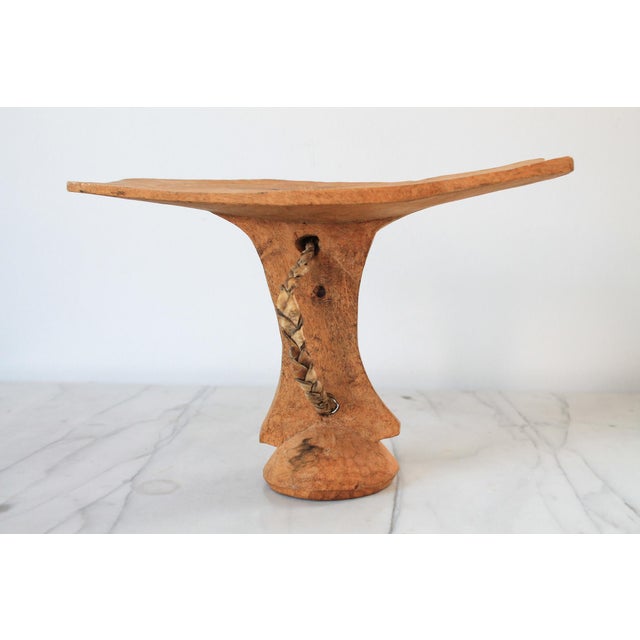 African Antique Hand Carved African Wood Headrest For Sale - Image 3 of 9