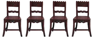 Antique Painted Wooden Dining Chairs, Set of 4