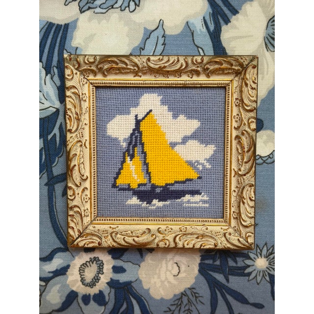Small Vintage Sailboat Needlepoint, Framed For Sale In Charleston - Image 6 of 7