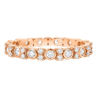 14K Pink Rose Gold Diamond Eternity Wedding Band Ring Estate Designer For Sale