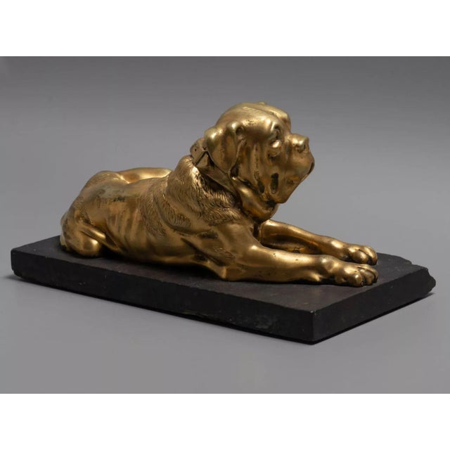 19th Century English Bronze Mastiff Dog Figure on a Stone Stand For Sale - Image 8 of 10
