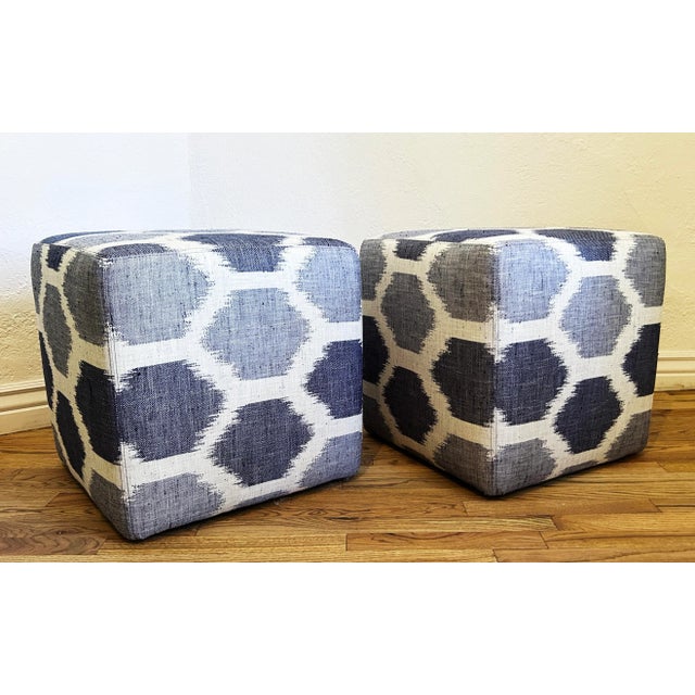 Cabot Denim Woven Ikat Honeycomb Pattern Fabric Cover Rolling Cocktail ...
