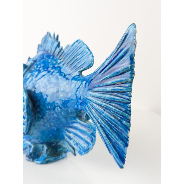 Italian Art Deco Blue Glazed Scorfano Fish Sculpture by Guido Cacciapuoti, 1930s For Sale - Image 6 of 18