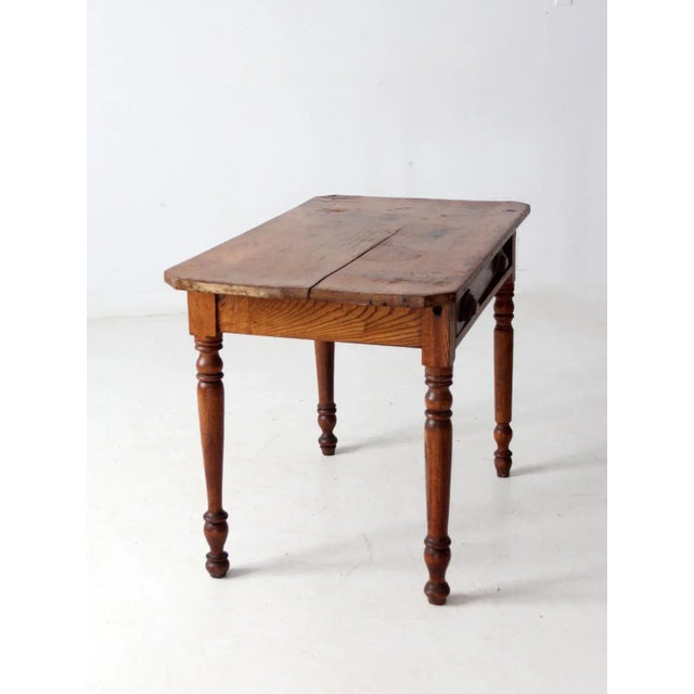 Antique Primitive Table With Drawer For Sale - Image 9 of 17