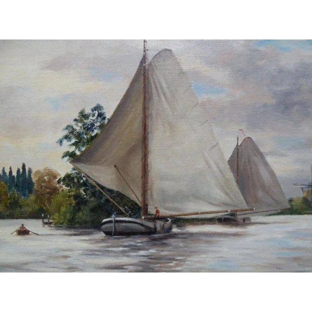 Victor Trevett, Dutch Seascape, Mid Century, Oil on Canvas For Sale - Image 10 of 14
