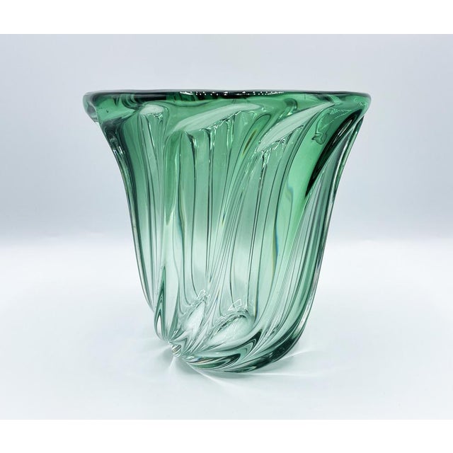 Green Crystal Vase by Val Saint Lambert, 1960s For Sale - Image 3 of 14