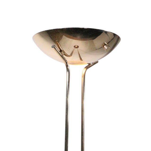 1980s Hollywood Regency Art Deco Revival Halogen Torchiere Uplight Floor Lamp For Sale - Image 4 of 17