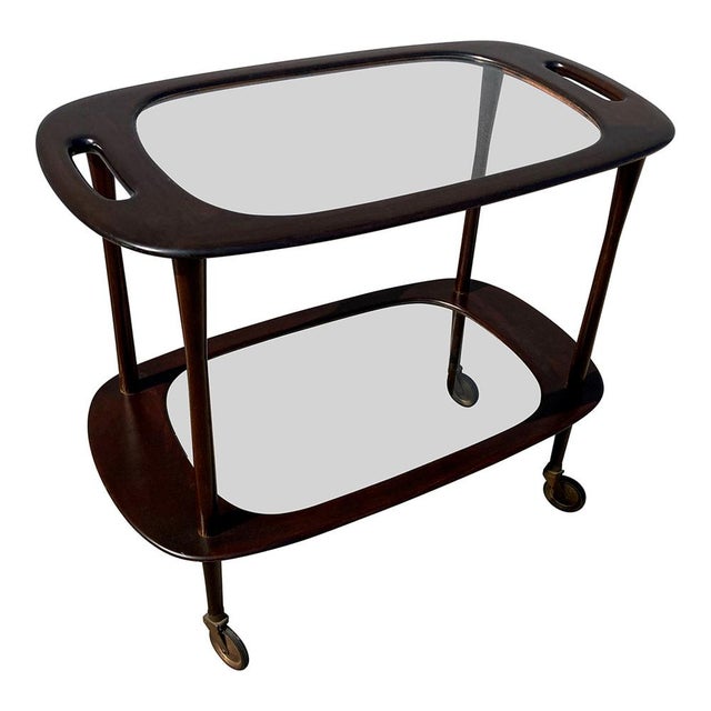 1950s Mahogany Bar Food Trolley by Cesare Lacca, 1950 For Sale - Image 5 of 8