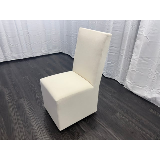 Rh Ellison High-Back Fabric Dining Side Chair Performance Linen Weave — Natural Recessed Caster Base For Sale - Image 10 of 13
