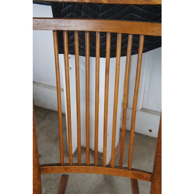 Wood Antique Victorian Aesthetic Movement e.w. Godwin-Style Oak Rocking Chair Rocker For Sale - Image 7 of 13