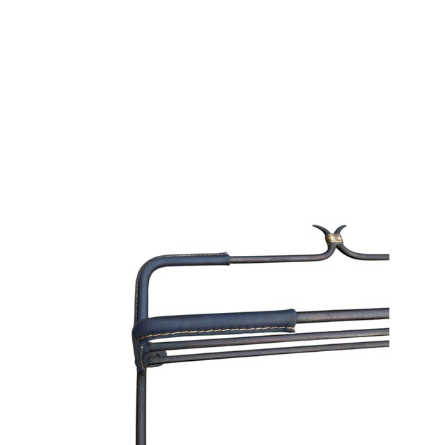 Metal Vintage Stitched Leather Coat Rack by Jacques Adnet, 1950s For Sale - Image 7 of 11