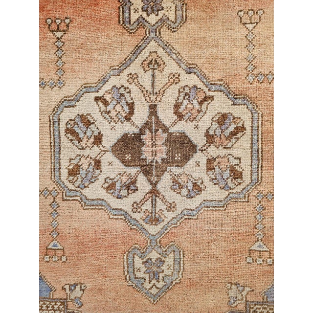 Vintage Turkish Oushak Area Rug, Hand-Knotted Wool, Blue & Tan, 4' x 6' For Sale - Image 9 of 15