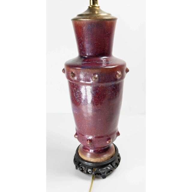 Modern Mid-Century Chinese Style Flambe French or American Art Pottery Table Lamp For Sale - Image 3 of 17