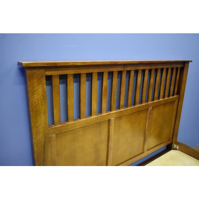 2020s Mission Style Quarter Sawn Oak Bed With Slats - Michael's Cherry For Sale - Image 5 of 9