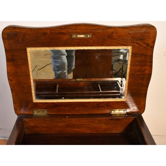 1890s Antique French Louis XV Rosewood Satin Wood Inlay Makeup Vanity Table Accent Table For Sale - Image 11 of 15