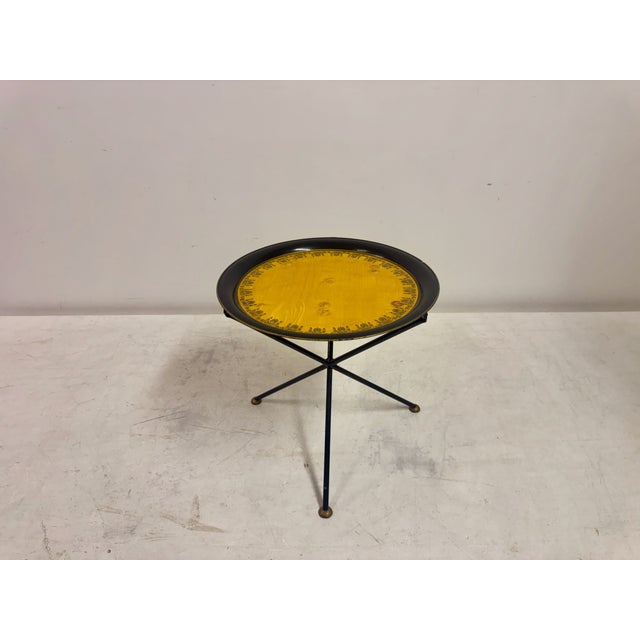 Mid-Century Modern Vintage Folding Metal Table in the style of Christian Dior, 1970s For Sale - Image 3 of 12