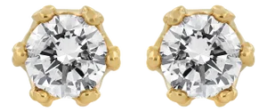 14K Yellow Gold 2.0 Cttw Round Diamond Crown Stud Earrings (I-J Color, I1-I2 Clarity) - 2 Pieces