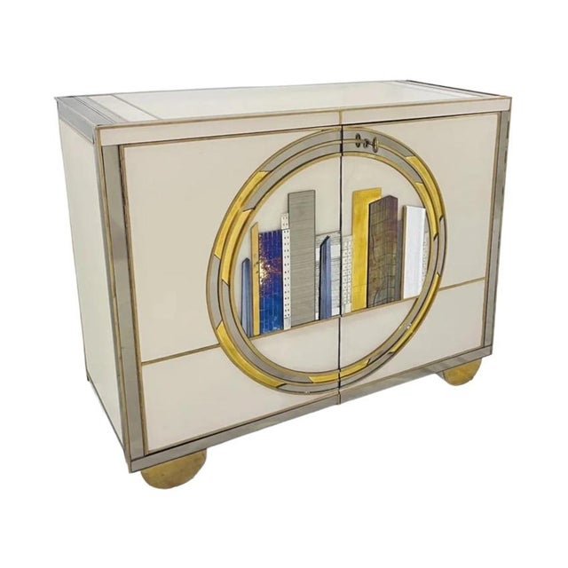 Mid-century modern Italian Art Deco style cabinet / server, entirely handcrafted in Italy and designed as a one-of-a-kind...