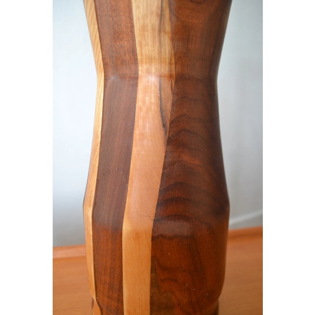 Mid-Century Inlaid Wood Table Lamp/ Mahogany-Maple Marquetry Lamp For Sale In Rochester - Image 6 of 9