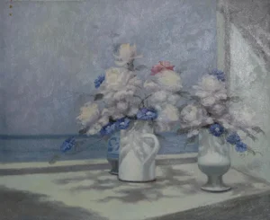 Vase of Flowers 9, Les Bullene Oil on Canvas, Signed Lower Right