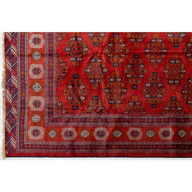 Turkmen Vintage Red Designed Wool Rug in Room Size For Sale In New York - Image 6 of 10