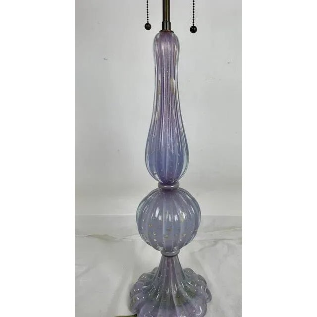 Lavender 1950s Soft Lavender/ Gold Flecked Venetian Blown Glass Table Lamp For Sale - Image 8 of 12
