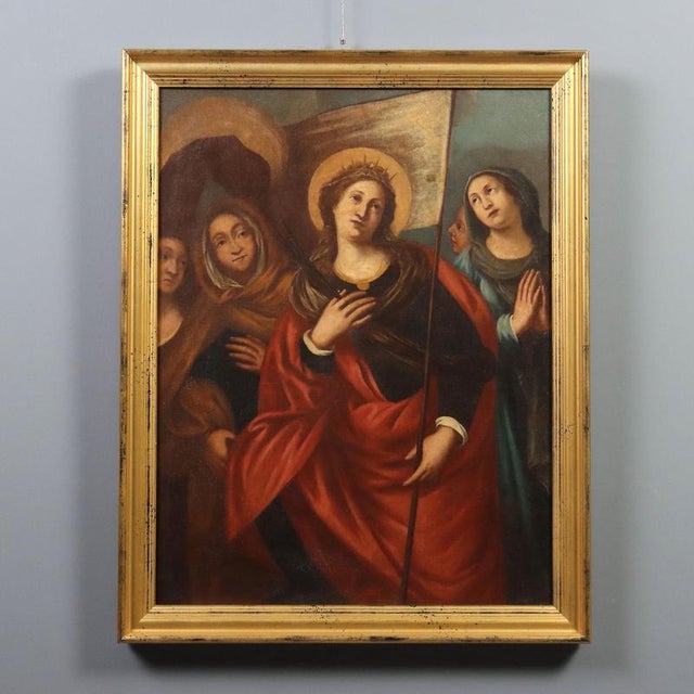 European School, Painting of Saint Ursula, Oil on Canvas For Sale - Image 11 of 11