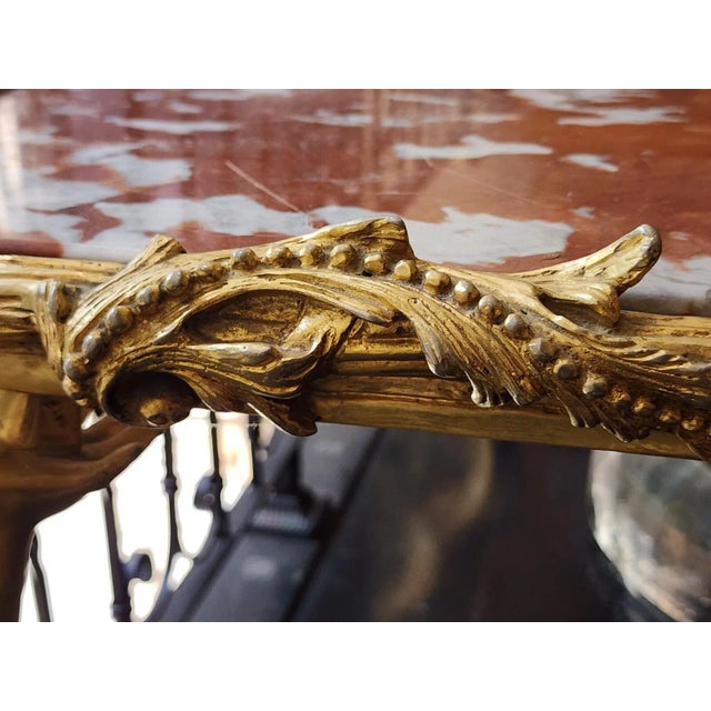 Mid 20th Century Rosso Verona Marble & Gilt Coffee Table For Sale - Image 9 of 13