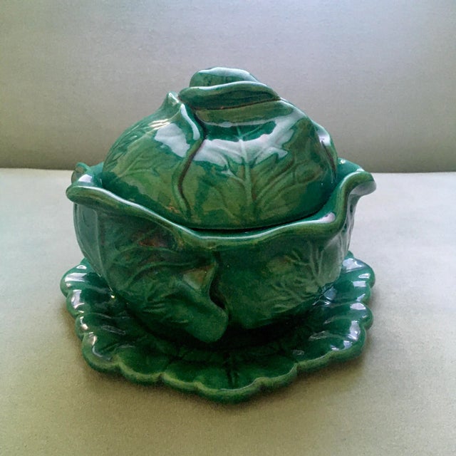 1960s Holland Mold Ceramic Cabbage Covered Dish For Sale - Image 13 of 13