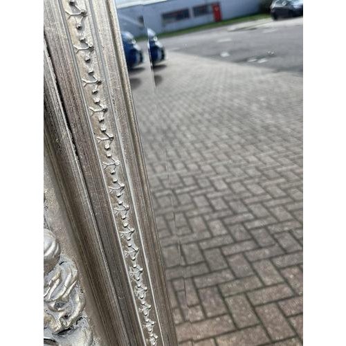 Large Full-Length Mirror with Silver Frame For Sale - Image 6 of 9