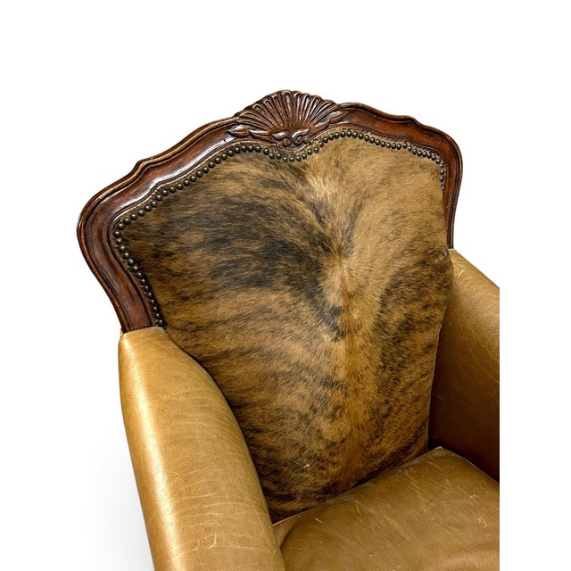 Pair of Leather & Cowhide Armchairs For Sale In Los Angeles - Image 6 of 6